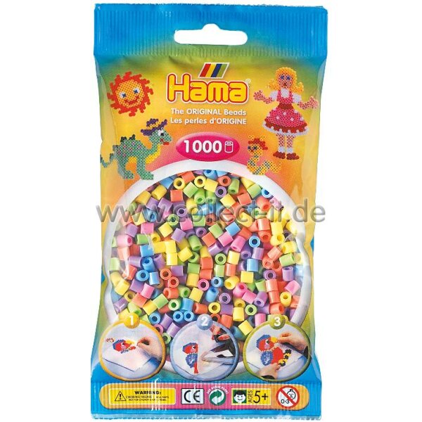 Hama Perlen 1000 Stück pastellfarben gemischt