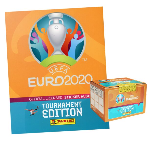 Panini Euro 2020 Tournament 2021 - Sammelsticker - 1 Display (100 Tüten) + 1 Hard-Cover Album