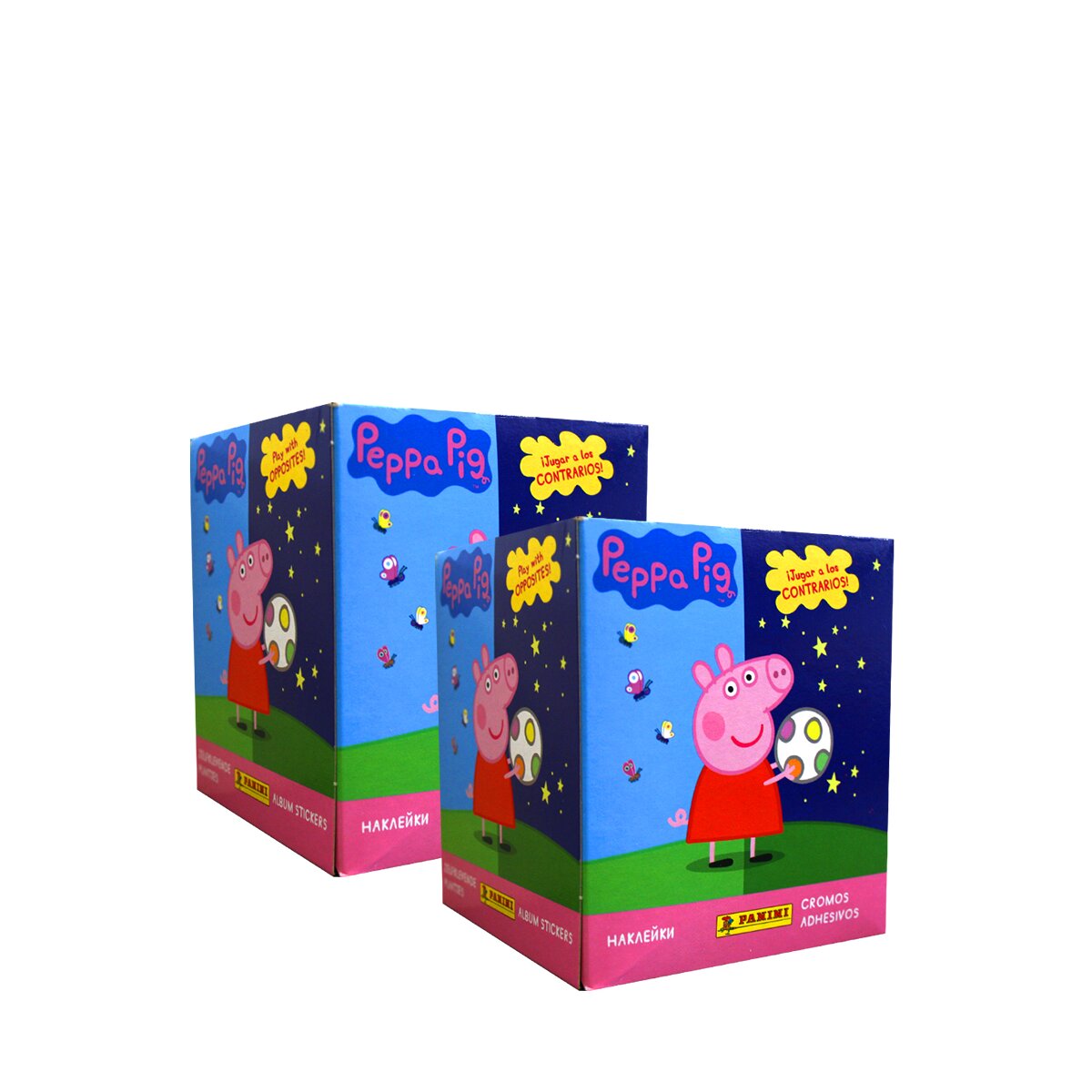 Panini Peppa Pig Wutz 2021 Spiele mit Gegensätzen Sticker Display Album Tüten