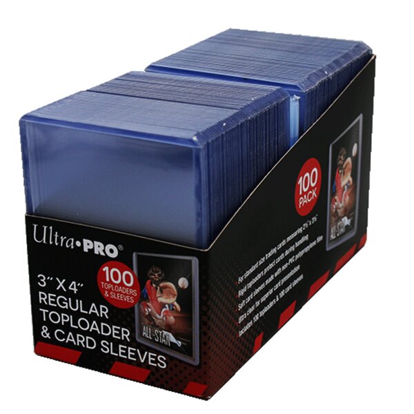 Toploaders - 100 Ultra Pro 3 X 4 Regular Toploader with 100 Soft Card Sleeves