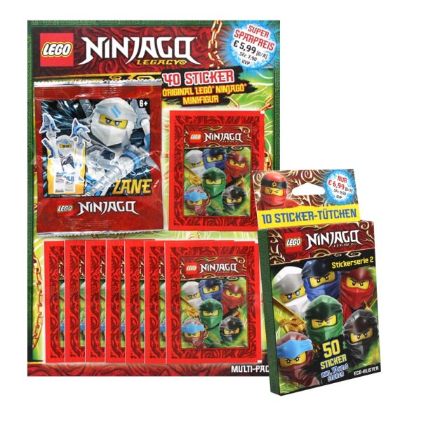 LEGO Ninjago - Legacy Serie 2 - Sammelsticker - 1 Blister + 1 Multipack