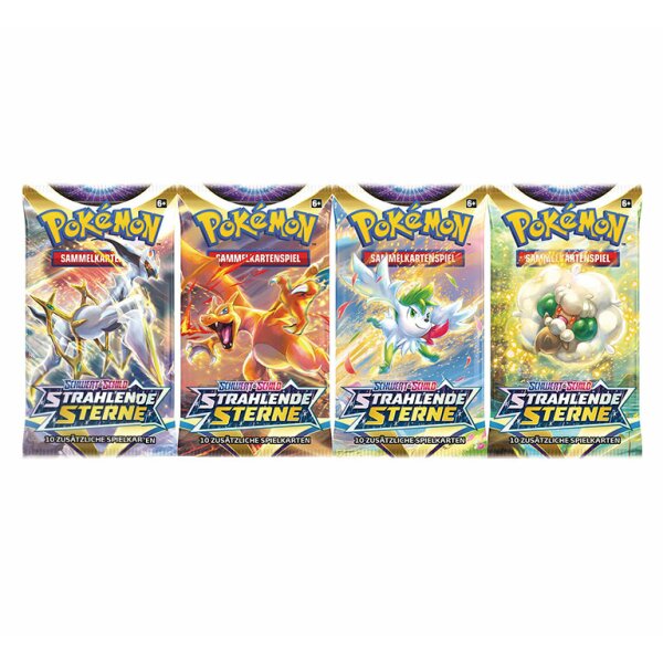 Pokemon SWSH09 Strahlende Sterne - 4 Booster - Alle Artworks! - Deutsch