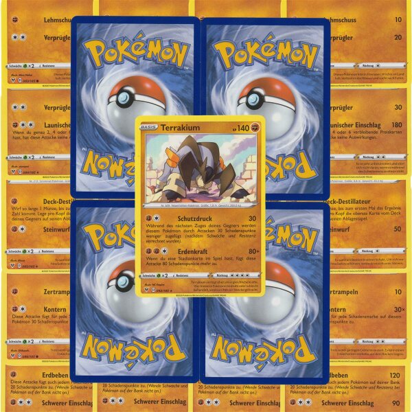 Pokemon - 20 verschiedene Kampf Karten inkl. Holo Karte - Deutsch