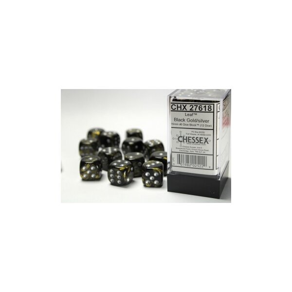 Chessex  - Black Gold Silver Würfelset (12Stk)