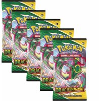 Drachenwandel Schwert & Schild - Pokemon - 5 Booster + collect-it 9-Pocket Album blau (24 Seiten) - Deutsch