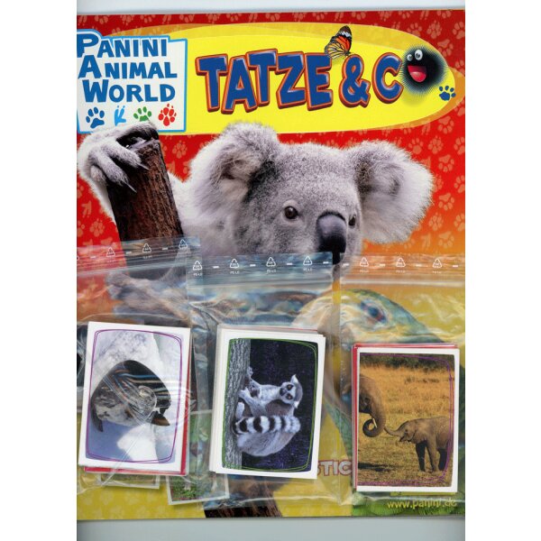 Panini Animal World TATZE & C - Sammelsticker - Komplettsatz + Album
