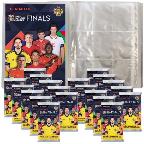 Road to 2022 UEFA Nations League Trading Cards - 1 Leere Sammelmappe + 20 Booster