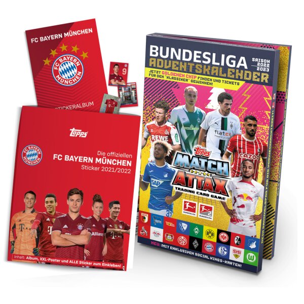 Match Attax Bundesliga 2022/23 - Adventskalender & FCB Bayern München Sticker Set 21/22