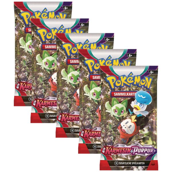 Pokemon Karmesin & Purpur - 5 Booster - Deutsch