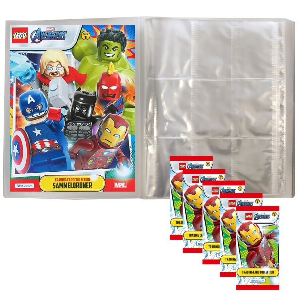 LEGO Avengers Serie 1 Trading Cards - 1 Leere Sammelmappe + 5 Booster