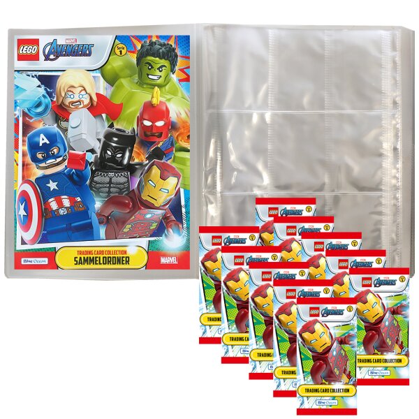 LEGO Avengers Serie 1 Trading Cards - 1 Leere Sammelmappe + 10 Booster