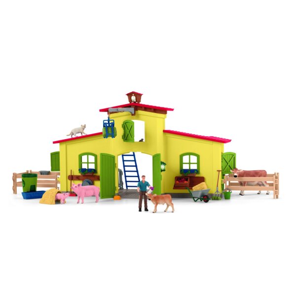 Schleich Farm World 42605 - Großer Stall mit Tieren und Zubehör