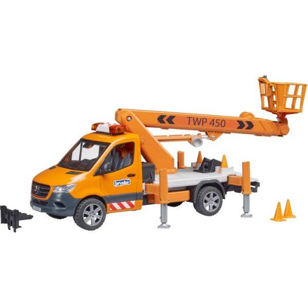 bruder 02679 MB Sprinter Arbeitsbühne mit Light + Sound Modul