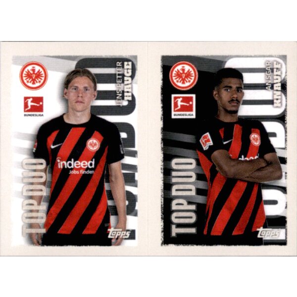 Topps Bundesliga 2023/24 - Sticker 153+154 - Jens Petter Hauge & Ansgar Knauff - Eintracht Frankfurt - Top Duo