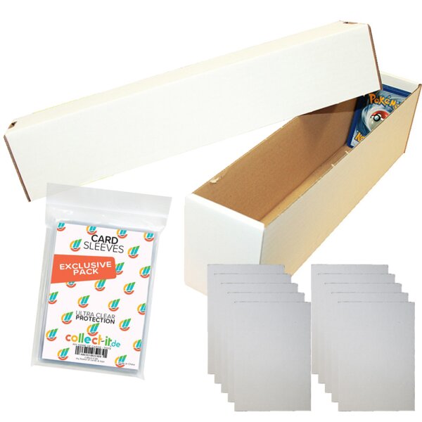 collect-it.de 1 Riesen Deck-Box + 10 Kartentrenner - Aufbewahrung (weiß) für 1000 Karten (kompatibel mit Magic/Pokemon/Yugioh/Match Attax Karten) + 40 exklusive collect-it.de Hüllen