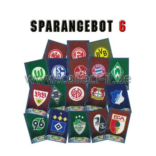 Match Attax - Spar 6 - Saison 12/13 - Alle 18 Vereinswappen