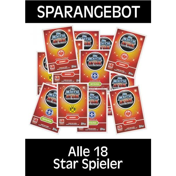 Topps Match Attax - 2016/17 - Alle 18 Star Spieler - Deutsch