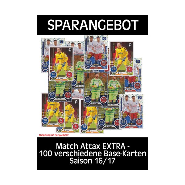 Match Attax EXTRA - 100 verschiedene Base-Karten - Saison 16/17