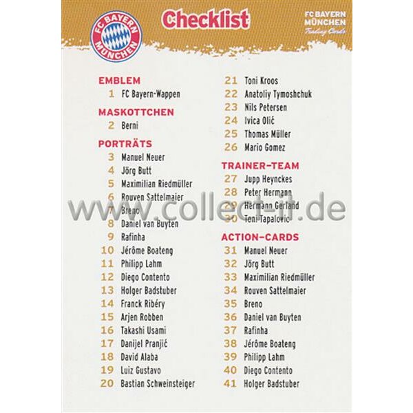 83/83 Checkliste Saison 2011/2012