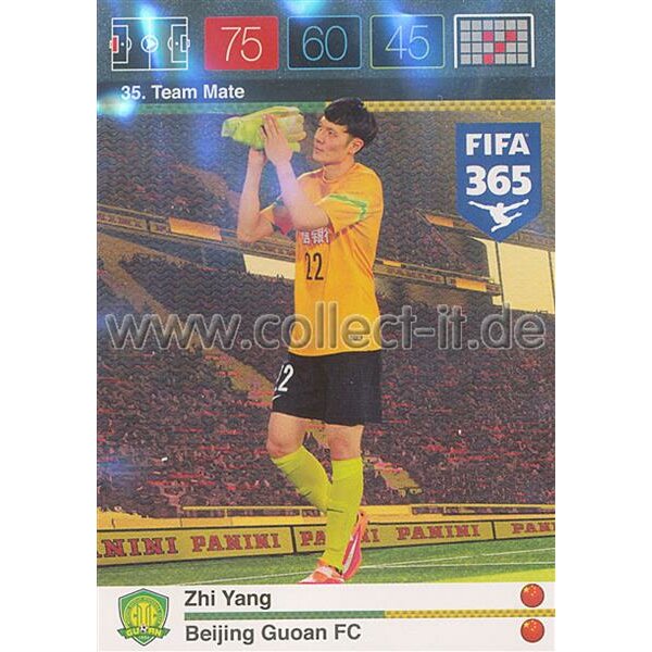 Fifa 365 Cards 2016 035 Zhi Yang - Base Karte