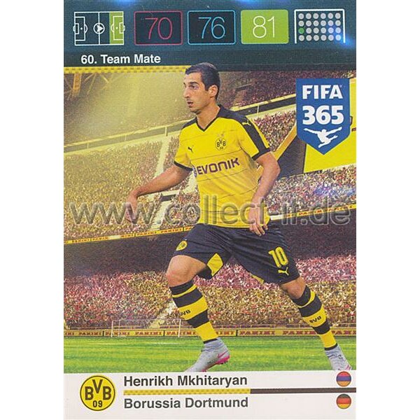 Fifa 365 Cards 2016 060 Henrikh Mkhitaryan - Base Karte