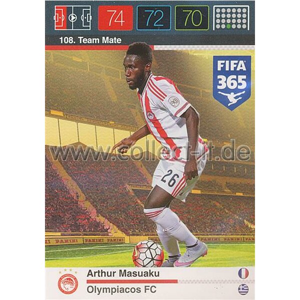 Fifa 365 Cards 2016 108 Arthur Masuaku - Base Karte