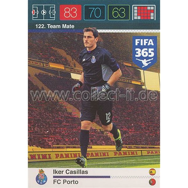 Fifa 365 Cards 2016 122 Iker Casillas - Base Karte