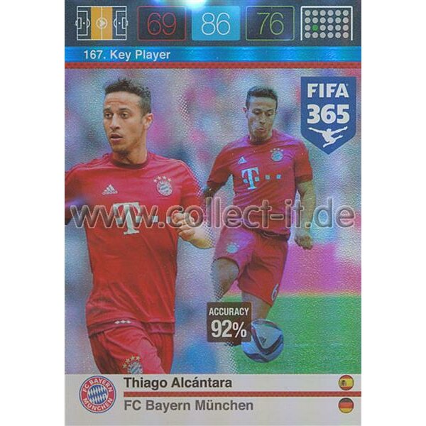 Fifa 365 Cards 2016 167 Thiago Alcantara - Key Player