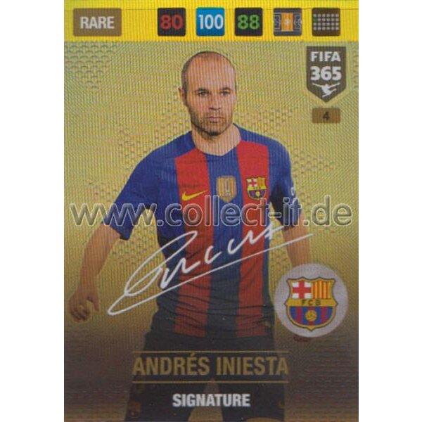 Fifa 365 Cards 2017 - 004 - Andres Iniesta - Signatures - FC Barcelona