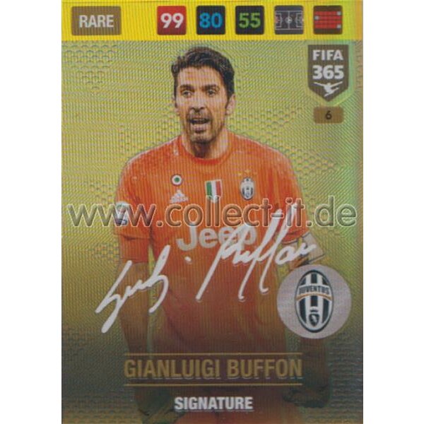 Fifa 365 Cards 2017 - 006 - Gianluigi Buffon - Signatures - Juventus