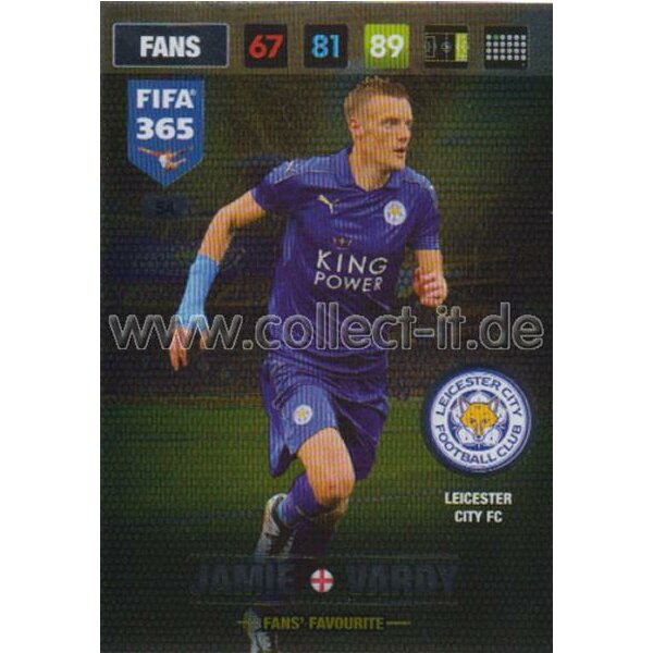 Fifa 365 Cards 2017 - 054 - Jamie Vardy - Fans Favourites - Leicester City FC