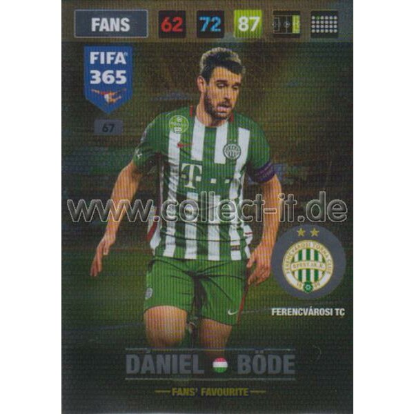 Fifa 365 Cards 2017 - 067 - Daniel Böde - Fans Favourites - Ferencvarosi TC