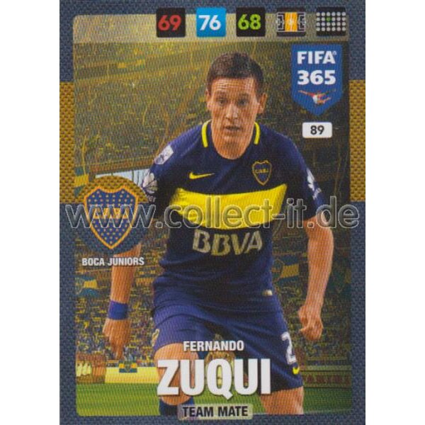 Fifa 365 Cards 2017 - 089 - Fernando Zuqui - Team Mates - Boca Juniors