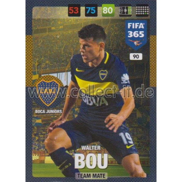 Fifa 365 Cards 2017 - 090 - Walter Bou - Team Mates - Boca Juniors