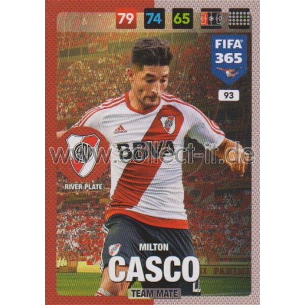 Fifa 365 Cards 2017 - 093 - Milton Casco - Team Mates - River Plate