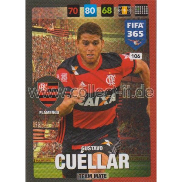 Fifa 365 Cards 2017 - 106 - Gustavo Crellar - Team Mates - Flamengo