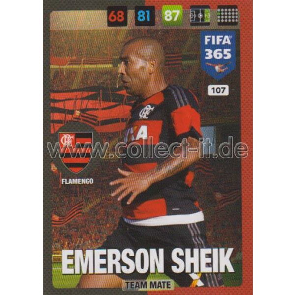 Fifa 365 Cards 2017 - 107 - Emerson Sheik - Team Mates - Flamengo