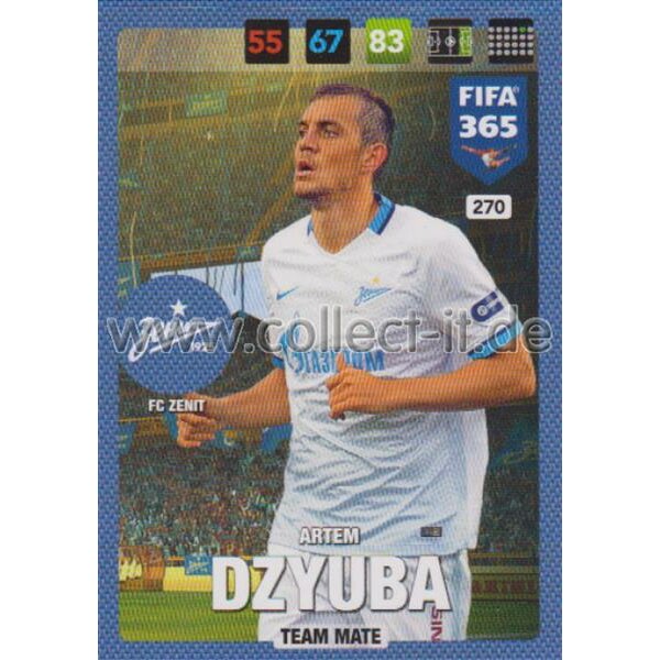 Fifa 365 Cards 2017 - 270 - Arten Dzyuba - Team Mates - FC Zenit