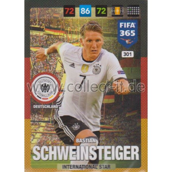 Fifa 365 Cards 2017 - 301 - Bastian Schweinsteiger - International Stars - Deutschland