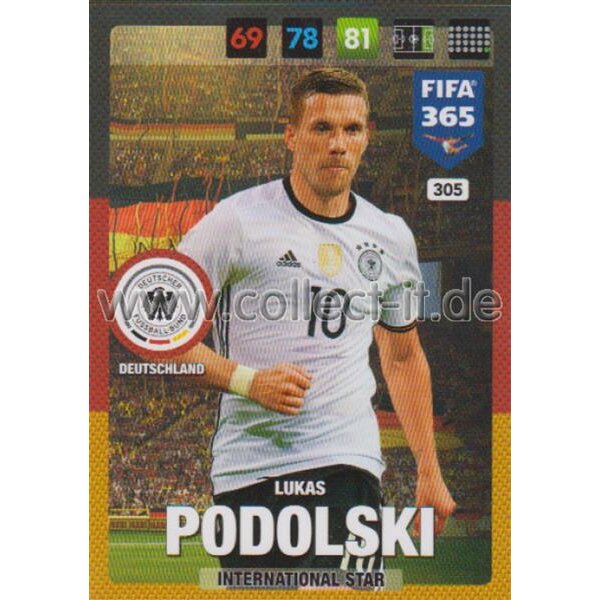 Fifa 365 Cards 2017 - 305 - Lukas Podolski - International Stars - Deutschland