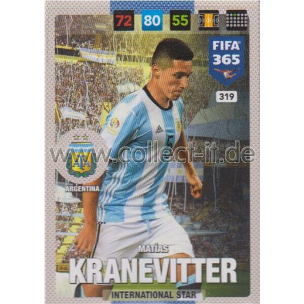 Fifa 365 Cards 2017 - 319 - Matias Kranevitter - International Stars - Argentina