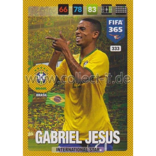 Fifa 365 Cards 2017 - 333 - Gabriel Jesus - International Stars - Brasil