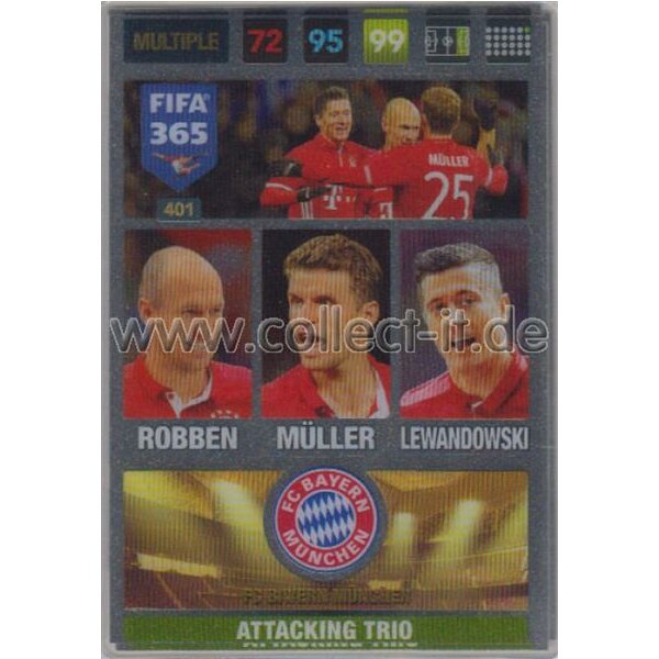 Fifa 365 Cards 2017 - 401 - Robben, Müller, Lewandowski - Attacking Trios - FC Bayern München