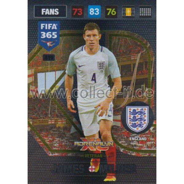 Fifa 365 Cards 2017 - 419 - James Milner - Axl - Debuts - England