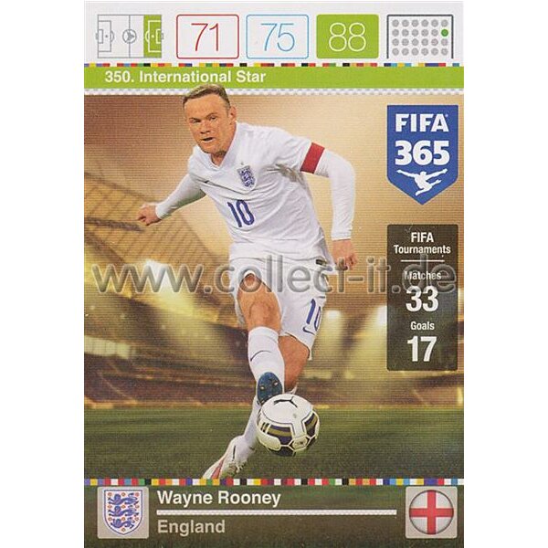 Fifa 365 Cards 2016 350 Wayne Rooney - International Stars