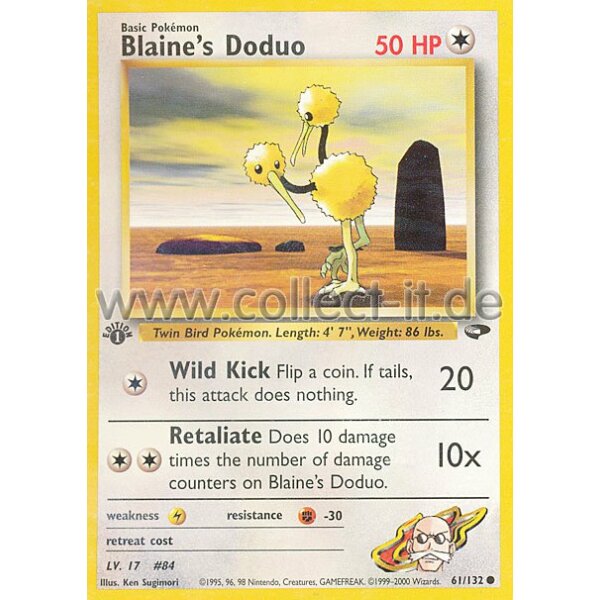 61/132 - Blain‘s Doduo - Common - Englisch 1st Edition