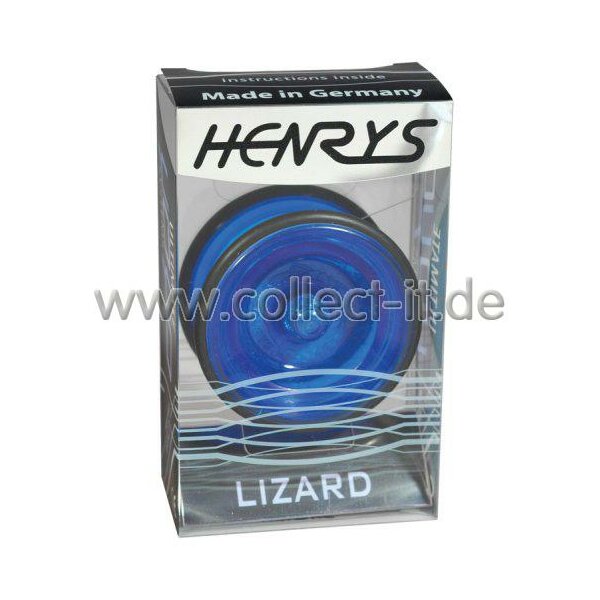 Yo-Yo Lizard, blau, 48g mit Gleitlager, Gummiringe, Trickbuch