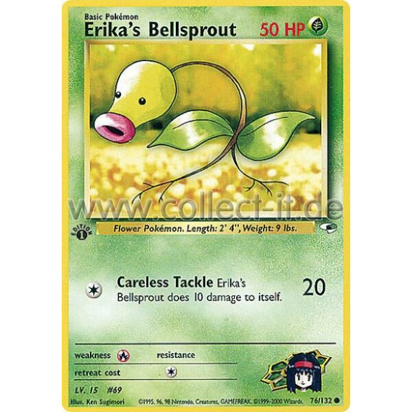 76/132 - Erika‘s Bellsprout - Common - Englisch 1st Edition