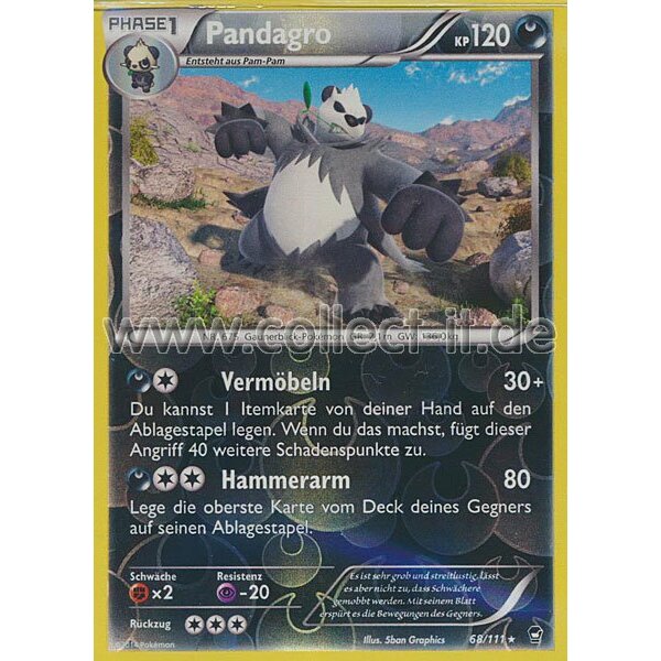 68/111 - Pandagro - Reverse Holo | XY Fliegende Fäuste