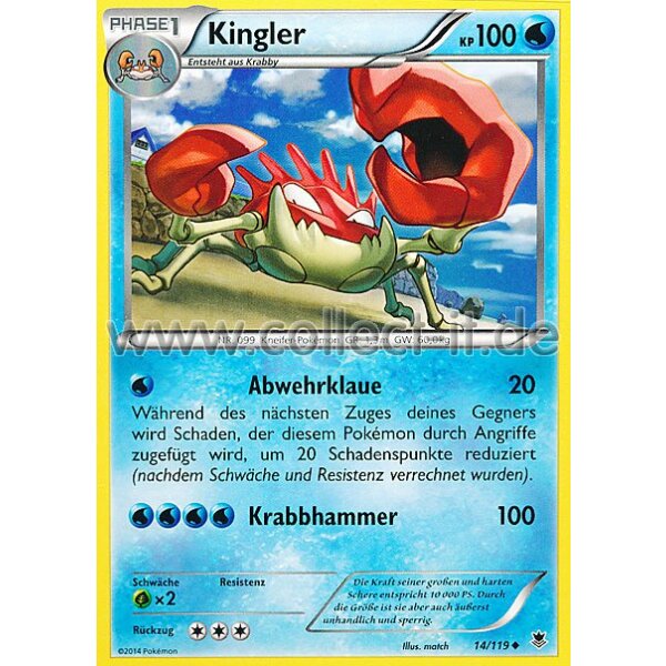 Phantomkräfte 14/119 Kingler Deutsch Pokemon XY 